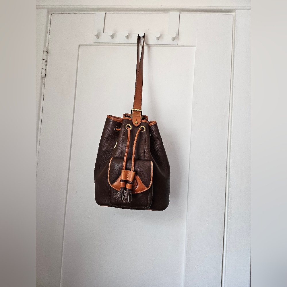 Vintage Dooney & Bourke Vintage Sling R762 Brown with Tan Trim Backpack